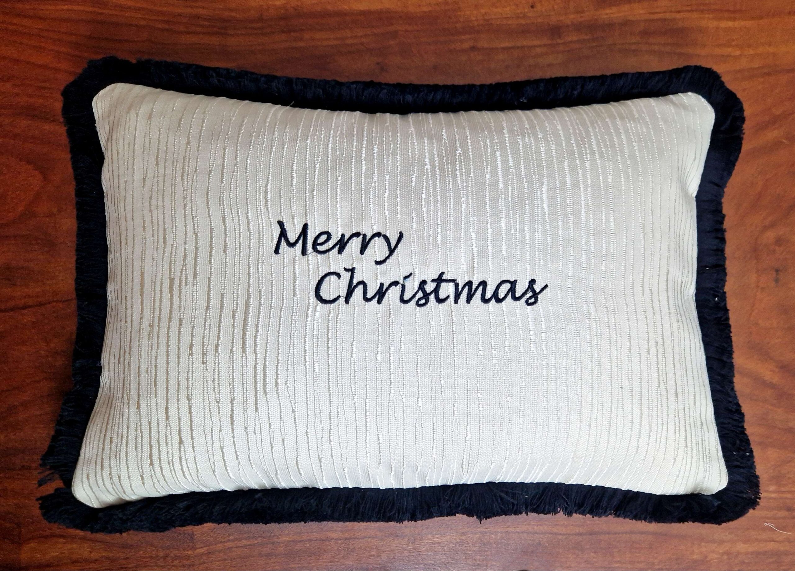 Merry Christmas Cushion Natural