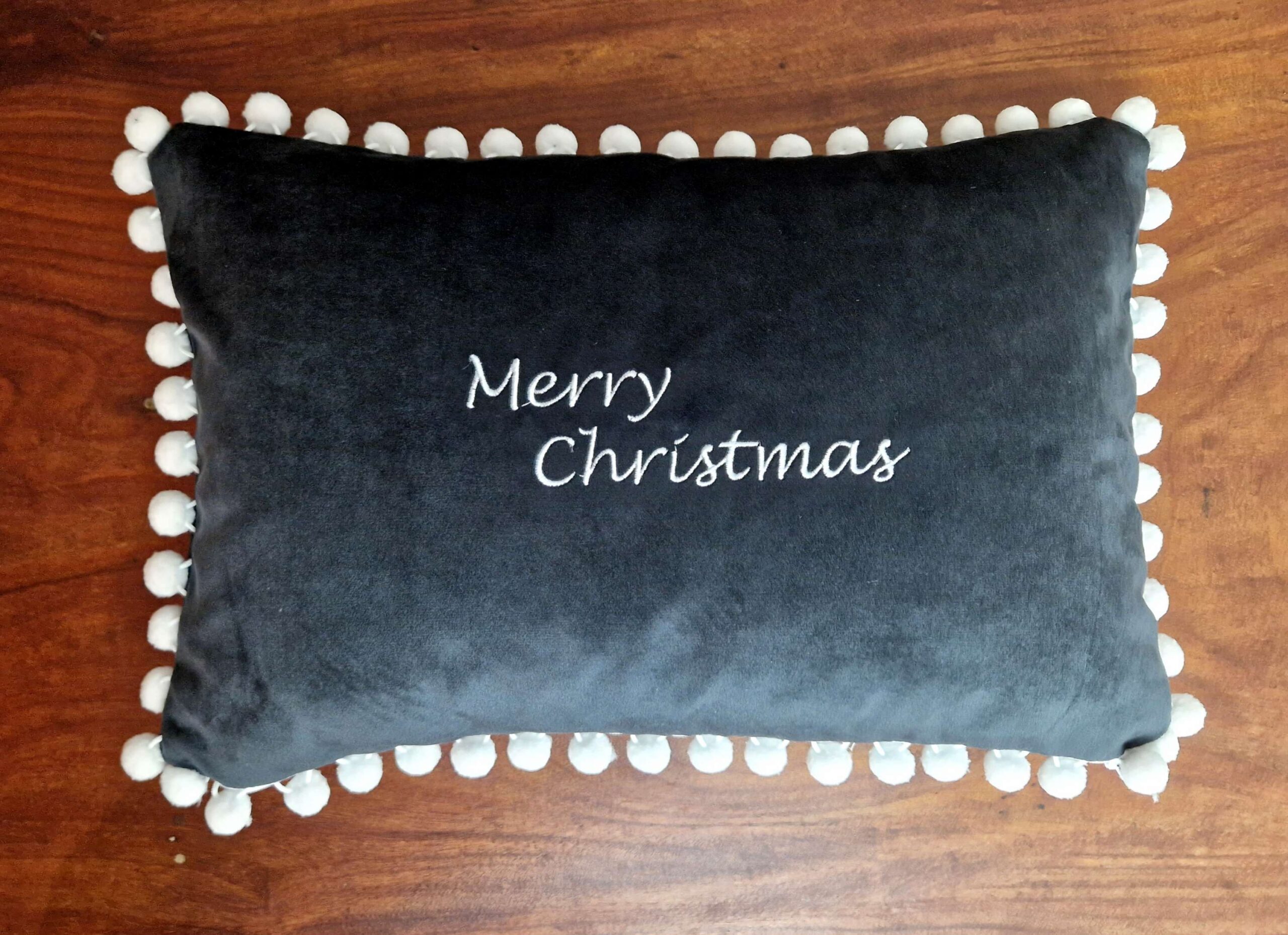 Merry Christmas Cushion Black